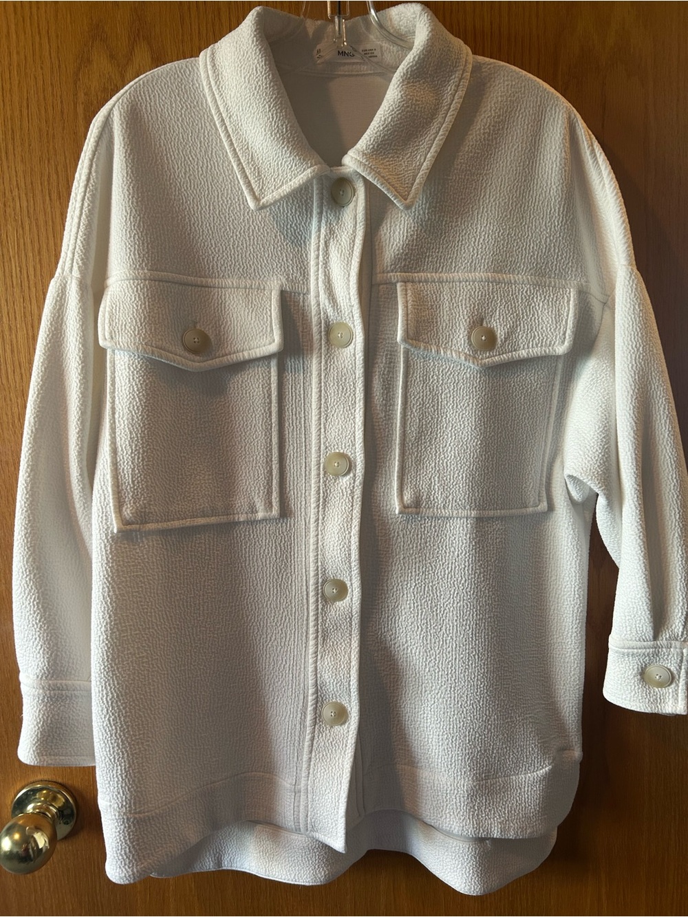 MNG White Button-Front Textured Shacket